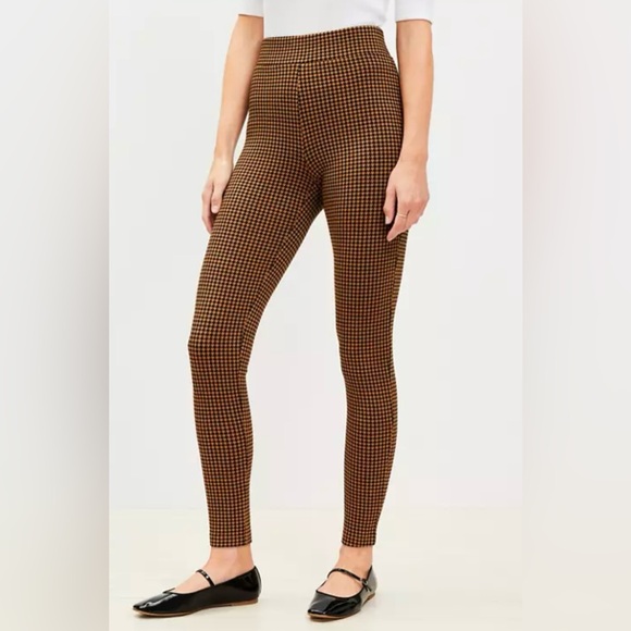 J. Jill Ponte Knit Leggings Brown Herringbone Size Medium Tall - Picture 2 of 7